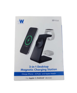 Just Wireless 3-in-1 Desktop Magnetic‎ Charging Station, 20W, Foldable, Black